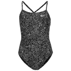 Nike HYDRASTRONG MULTI PRINT Mädchen Badeanzug, schwarz, größe L