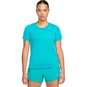 Nike DF RACE TOP SS W Damen Sportshirt, türkis, größe M