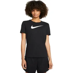 Nike NK DF TEE SWOOSH Damenshirt, schwarz, größe M