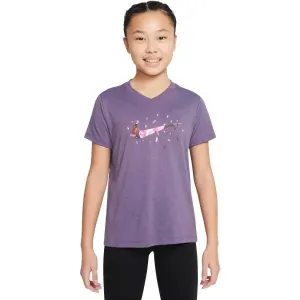 Nike NK DF TEE VNECK LGD ESSNTL+ Mädchenshirt, violett, größe M