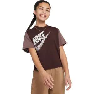 Nike NSW TEE ESSNTL BOXY TEE Mädchenshirt, braun, größe S
