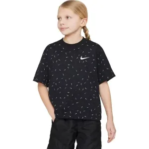 Nike SPORTSWEAR BOXY SWOOSH Mädchenshirt, schwarz, größe M