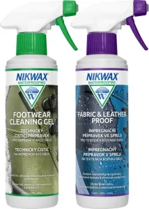 Nikwax 2er Set mit Twin Fabric & Leather Spray / Footwear Cleaning Gel Spray 300ml