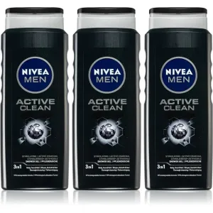 Nivea Men Active Clean Duschgel für Herren 3 x 500 ml (vorteilhafte Packung)