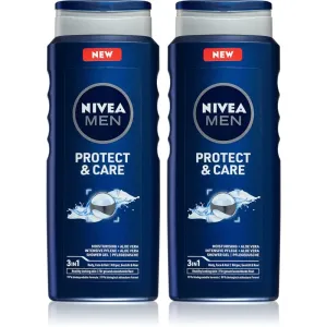 Nivea Men Protect & Care Duschgel für Gesicht, Körper und Haare 2 x 500 ml (vorteilhafte Packung)