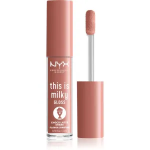 NYX Professional Makeup This is Milky Gloss Milkshakes Hydratisierendes Lipgloss mit Parfümierung Farbton 19 Choco Latte Shake 4 ml