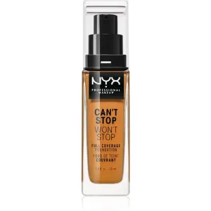 NYX Professional Makeup Can't Stop Won't Stop Full Coverage Foundation Foundation mit hoher Deckkraft Farbton 18 Deep Sable 30 ml