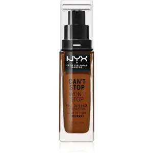 NYX Professional Makeup Can't Stop Won't Stop Full Coverage Foundation Foundation mit hoher Deckkraft Farbton 25 Deep Ebony 30 ml