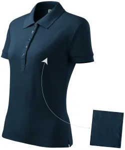Damen einfaches Poloshirt, dunkelblau, L #707092