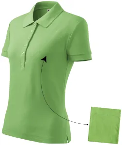Damen einfaches Poloshirt, erbsengrün, 2XL
