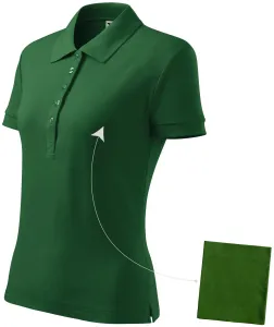 Damen einfaches Poloshirt, Flaschengrün, XL