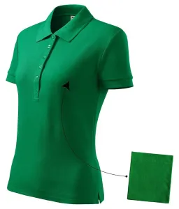 Damen einfaches Poloshirt, Grasgrün, 2XL