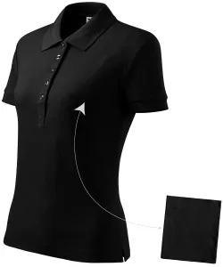 Damen einfaches Poloshirt, schwarz, L