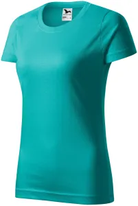 Damen einfaches T-Shirt, smaragdgrün, XS