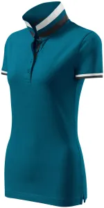 Damen Poloshirt mit Stehkragen, petrol blue, S