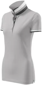 Damen Poloshirt mit Stehkragen, Silber grau, 2XL