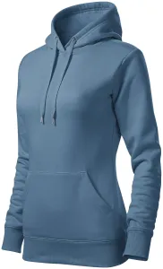 Damen Sweatshirt mit Kapuze ohne Reißverschluss, denim, L