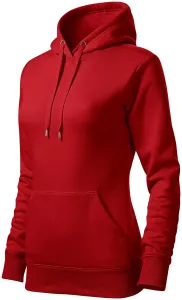 Damen Sweatshirt mit Kapuze ohne Reißverschluss, rot, XS