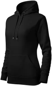 Damen Sweatshirt mit Kapuze ohne Reißverschluss, schwarz, 2XL