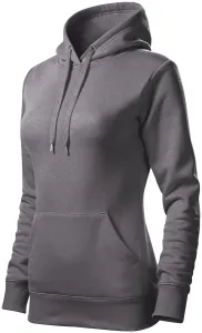 Damen Sweatshirt mit Kapuze ohne Reißverschluss, stahlgrau, S