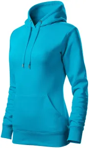 Damen Sweatshirt mit Kapuze ohne Reißverschluss, türkis, 2XL