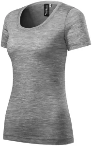 Damen T-Shirt aus Merinowolle, dunkelgrauer Marmor, XS #380354
