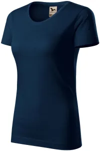 Damen-T-Shirt aus strukturierter Bio-Baumwolle, dunkelblau, XS