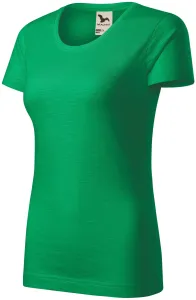 Damen-T-Shirt aus strukturierter Bio-Baumwolle, Grasgrün, XS
