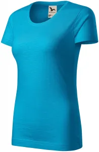 Damen-T-Shirt aus strukturierter Bio-Baumwolle, türkis, XS