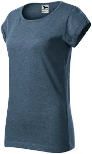 Damen T-Shirt mit gerollten Ärmeln, dunkler Denim-Marmor, M