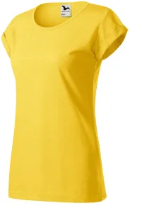 Damen T-Shirt mit gerollten Ärmeln, gelber Marmor, M