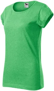 Damen T-Shirt mit gerollten Ärmeln, grüner Marmor, XL