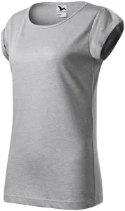 Damen T-Shirt mit gerollten Ärmeln, Silberner Marmor, S