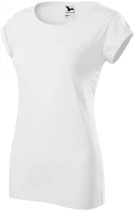 Damen T-Shirt mit gerollten Ärmeln, weiß, XS #708668