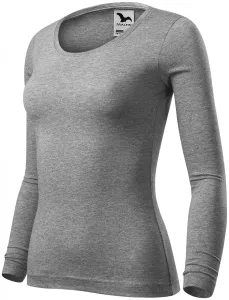 Damen T-Shirt mit langen Ärmeln, dunkelgrauer Marmor, XL