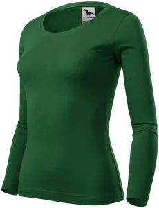 Damen T-Shirt mit langen Ärmeln, Flaschengrün, XS #710309