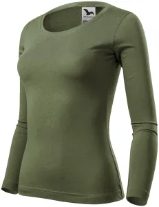 Damen T-Shirt mit langen Ärmeln, khaki, XS #710315