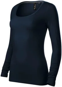 Damen T-Shirt mit langen Ärmeln und tiefem Ausschnitt, dunkelblau, S #709084