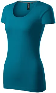 Damen T-Shirt mit Ziernähten, petrol blue, S