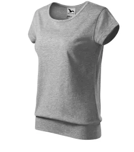 Damen trendy T-Shirt, dunkelgrauer Marmor, XL