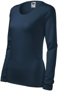 Eng anliegendes Damen-T-Shirt mit langen Ärmeln, dunkelblau, L