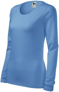 Eng anliegendes Damen-T-Shirt mit langen Ärmeln, Himmelblau, XS #704828