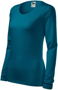 Eng anliegendes Damen-T-Shirt mit langen Ärmeln, petrol blue, L #704869