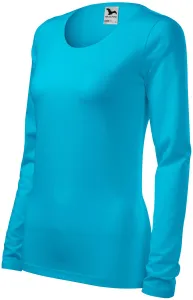 Eng anliegendes Damen-T-Shirt mit langen Ärmeln, türkis, XL