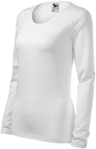Eng anliegendes Damen-T-Shirt mit langen Ärmeln, weiß, XL