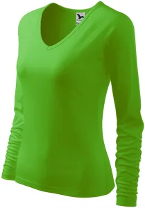 Eng anliegendes T-Shirt für Damen, V-Ausschnitt, Apfelgrün, XS #704694