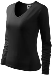 Eng anliegendes T-Shirt für Damen, V-Ausschnitt, schwarz, S #704710