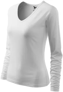 Eng anliegendes T-Shirt für Damen, V-Ausschnitt, weiß, XL