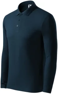 Grobes Poloshirt für Herren mit langen Ärmeln, dunkelblau, 2XL