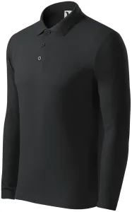 Grobes Poloshirt für Herren mit langen Ärmeln, Ebenholz Grau, XL